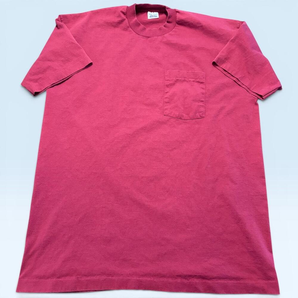 Vintage BVD Shirt Mens 2XL Red Pocket Blank Tee T-Shirt Crewneck Made USA